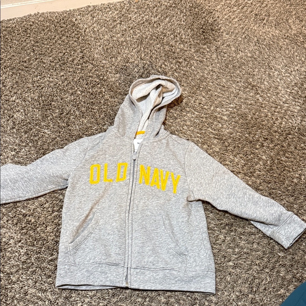 Old Navy Heather Gray Kids Hoodie with Yellow Logo